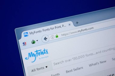 Ryazan, Rusya - 09 Eylül 2018: My yazı ana web sitesi Pc, url - Myfonts.com görüntüleme.