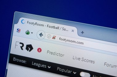 Ryazan, Rusya - 09 Eylül 2018: Footy Oda Ana Web sitesi Pc, url - Footyroom.com görüntüleme.