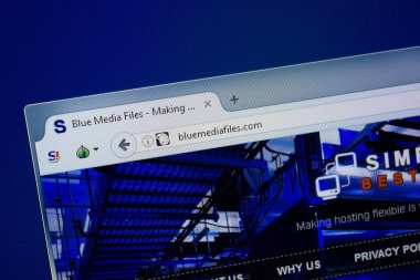 Ryazan, Rusya - 09 Eylül 2018: Mavi medya dosyalarını ana web sitesi Pc, url - Bluemediafiles.com görüntüleme.