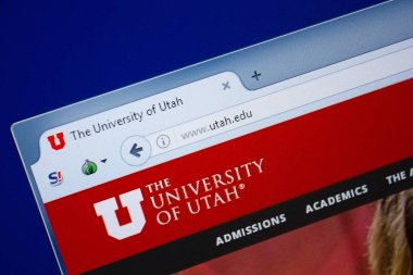Ryazan, Rusya - 09 Eylül 2018: Utah ana web sitesi Pc, url - Utah.edu görüntüleme.