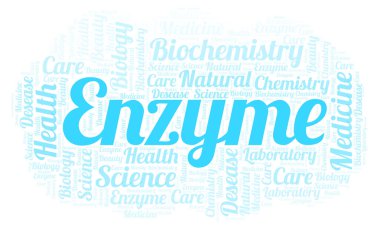 Enzim kelime bulutu. Yalnızca metin ile yapılan Wordcloud.