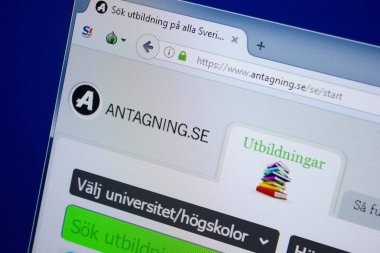 Ryazan, Rusya - 09 Eylül 2018: Antagning ana web sitesi Pc, url - Antagning.se görüntüleme.