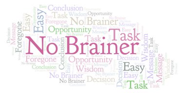 Hayır Brainer kelime bulutu. Yalnızca metin ile yapılan Wordcloud.