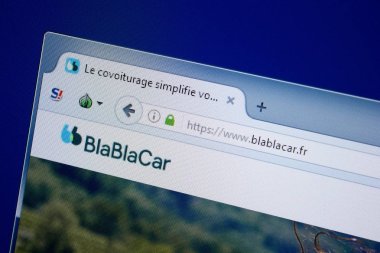 Ryazan, Rusya - 09 Eylül 2018: Ana Bla Bla araba Web sitesi Pc, url - Blablacar.fr görüntüleme.