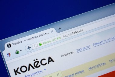 Ryazan, Rusya - 09 Eylül 2018: Kolesa ana web sitesi Pc, url - Kolesa.kz görüntüleme.