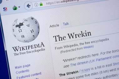 Ryazan, Rusya Federasyonu - 09 Eylül 2018 - Vikipedi sayfa hakkında Wrekin Pc ekranda