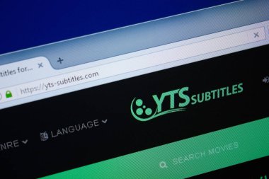 Ryazan, Rusya - 09 Eylül 2018: Ana Yts-Altyazılar Web sitesi Pc, url - Yts-subtitles.com görüntüleme.