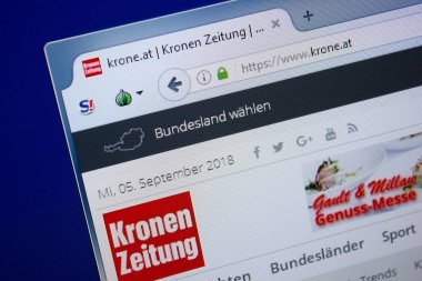 Ryazan, Rusya - 09 Eylül 2018: Krone ana web sitesi Pc, url - Krone.at görüntüleme.