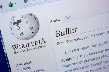 Ryazan, Rusya Federasyonu - 09 Eylül 2018 - Vikipedi sayfa hakkında Bullitt Pc ekranda