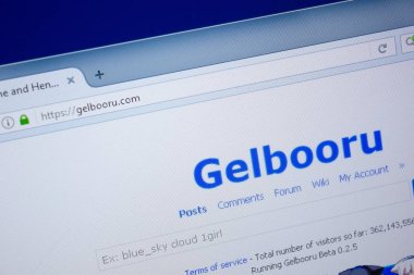 Ryazan, Rusya - 09 Eylül 2018: Gelbooru ana web sitesi Pc, url - Gelbooru.com görüntüleme.