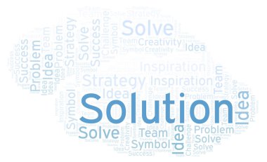 Çözüm kelime bulutu. Yalnızca metin ile yapılan Wordcloud.