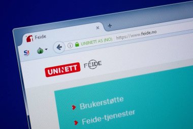 Ryazan, Rusya - 09 Eylül 2018: Feide ana web sitesi Pc, url - Feide.no görüntüleme.