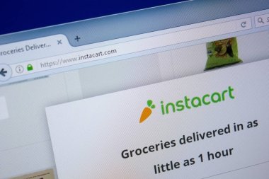 Ryazan, Rusya - 09 Eylül 2018: Instacart ana web sitesi Pc, url - Instacart.com görüntüleme.