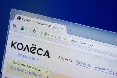 Ryazan, Rusya - 09 Eylül 2018: Kolesa ana web sitesi Pc, url - Kolesa.kz görüntüleme.