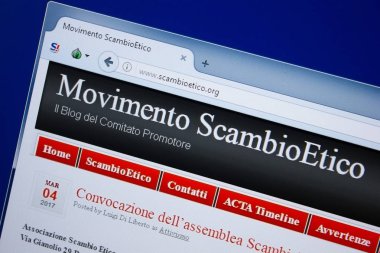Ryazan, Rusya - 09 Eylül 2018: Değişimi Etico ana web sitesi Pc, url - Scambioetico.org görüntüleme.