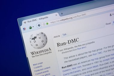 Ryazan, Rusya Federasyonu - 09 Eylül 2018 - Vikipedi sayfa hakkında Run-Dmc Pc ekranda