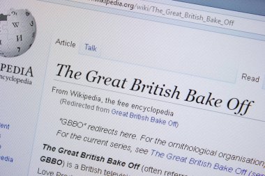 Ryazan, Rusya Federasyonu - 09 Eylül 2018 - Vikipedi sayfa hakkında büyük İngiliz fırında Off Pc ekranda