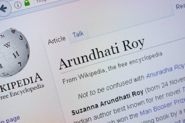 Ryazan, Russia - September 09, 2018 - Wikipedia page about Arundhati Roy on a display of PC clipart
