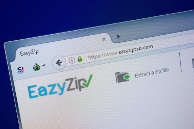 Ryazan, Rusya - 09 Eylül 2018: Ana Eazy Zip sekmesi Web sitesi Pc, url - Eazyziptab.com görüntüleme.