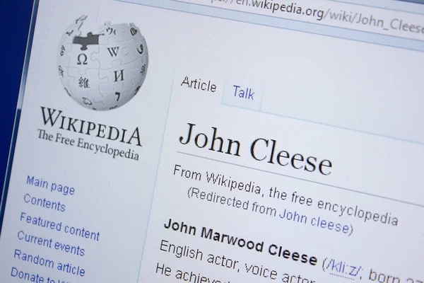 Ryazan Oroszország 2018 Szeptember Wikipedia Oldala John Cleese Kijelző — Stock Fotó