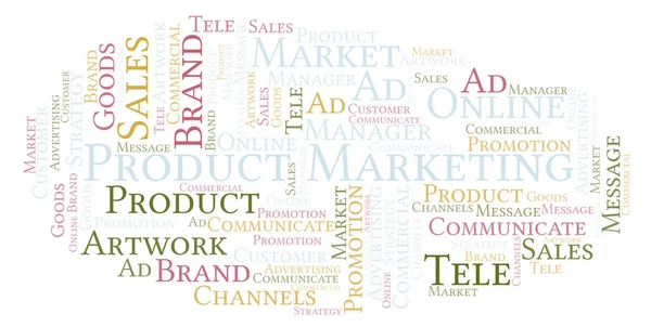 Nuvem Palavras Com Texto Product Marketing Wordcloud Feito Apenas Com — Fotografia de Stock