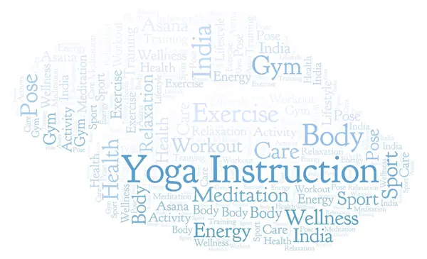 Yoga Instructie Word Cloud Wordcloud Gemaakt Met Alleen Tekst — Stockfoto