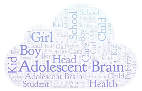 Nuvem Palavras Cérebro Adolescente Wordcloud Feito Apenas Com Texto — Fotografia de Stock