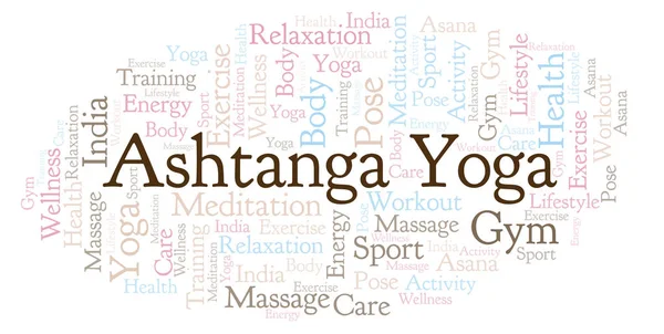 Ashtanga Yoga Kelime Bulutu Yalnızca Metin Ile Yapılan Wordcloud — Stok fotoğraf