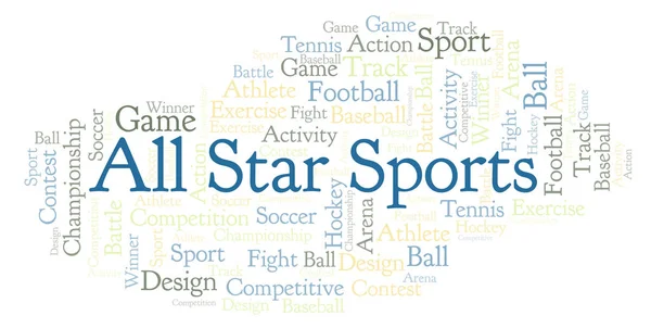 Alla Star Sports Word Cloud Med Endast Text — Stockfoto