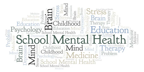 Escola Saúde Mental Nuvem Palavras Wordcloud Feito Apenas Com Texto — Fotografia de Stock