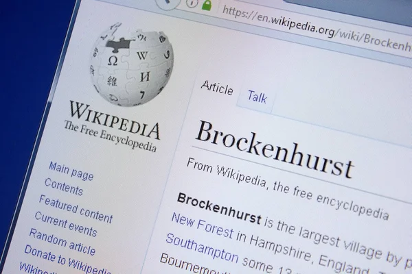 Rjazaň Rusko Září 2018 Stránce Wikipedie Brockenhurst Monitoru — Stock fotografie