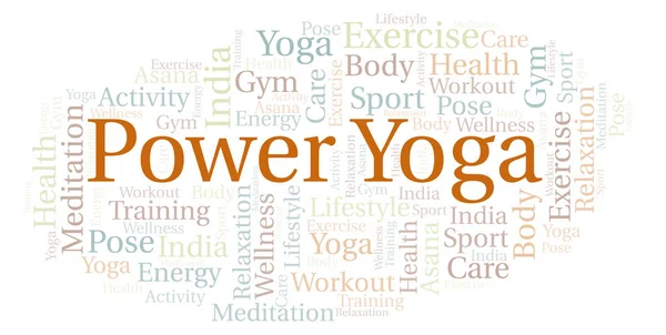Poder Yoga Nuvem Palavras Wordcloud Feito Apenas Com Texto — Fotografia de Stock