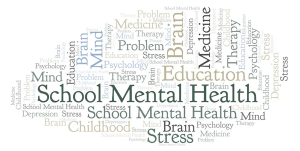 Escola Saúde Mental Nuvem Palavras Wordcloud Feito Apenas Com Texto — Fotografia de Stock