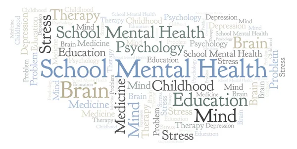 Escola Saúde Mental Nuvem Palavras Wordcloud Feito Apenas Com Texto — Fotografia de Stock