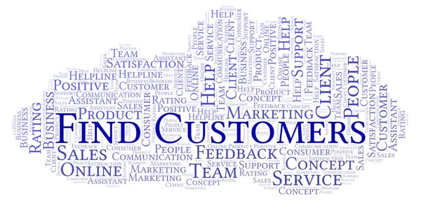 Znajdź Klientów Słowo Cloud Wykonane Tylko Tekst — Zdjęcie stockowe