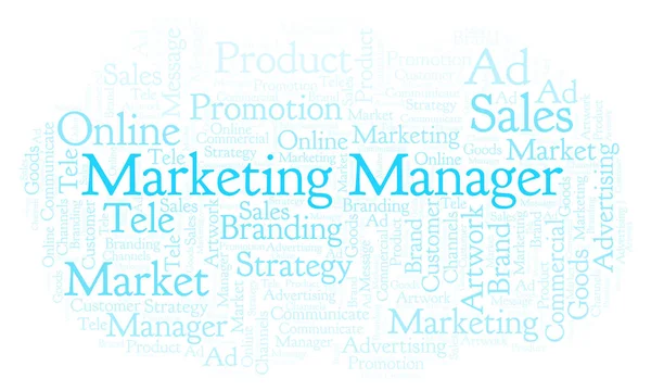 Σύννεφο Λέξεων Κείμενο Marketing Manager Wordcloud Γίνεται Κείμενο Μόνο — Φωτογραφία Αρχείου