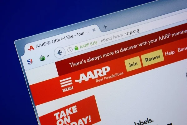 Ryazan Federacja Rosyjska Września 2018 Homepage Aarp Witryny Ekranie Komputera — Zdjęcie stockowe