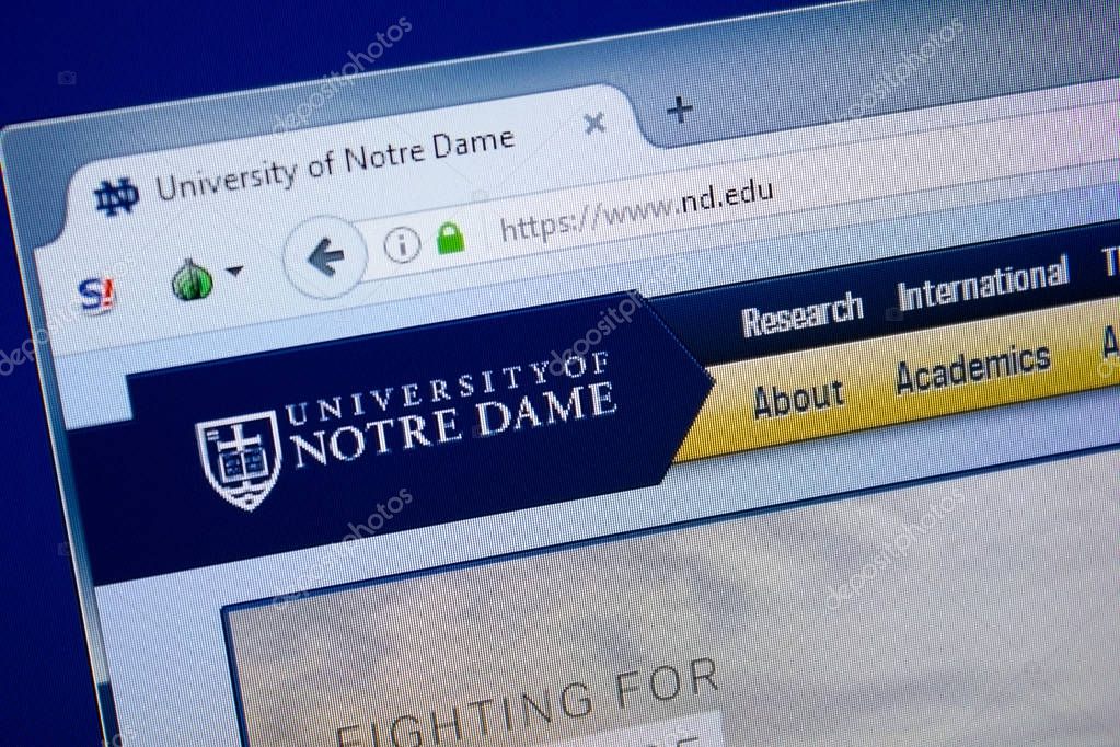 Ryazan, Russia - September 09, 2018: Homepage of Nd website on the display of PC, url - Nd.edu.