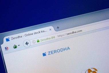 Ryazan, Rusya - 09 Eylül 2018: Zerodha ana web sitesi Pc, url - Zerodha.com görüntüleme.