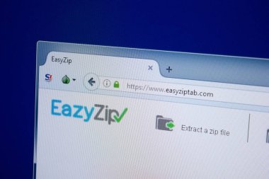 Ryazan, Rusya - 09 Eylül 2018: Ana Eazy Zip sekmesi Web sitesi Pc, url - Eazyziptab.com görüntüleme.