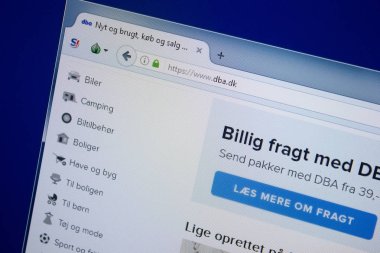 Ryazan, Rusya - 09 Eylül 2018: Dba ana web sitesi Pc, url - Dba.dk görüntüleme.