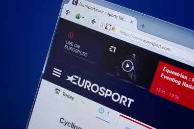 Ryazan, Rusya - 09 Eylül 2018: Euro Sport ana web sitesi Pc, url - Eurosport.com görüntüleme.