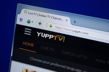 Ryazan, Rusya - 09 Eylül 2018: Yupptv ana web sitesi Pc, url - Yupptv.com görüntüleme.
