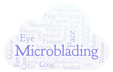 Microblading kelime bulutu. Yalnızca metin ile yapılan Wordcloud.