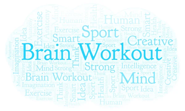 Brain Workout Parola Nube Wordcloud Realizzato Solo Con Testo — Foto Stock