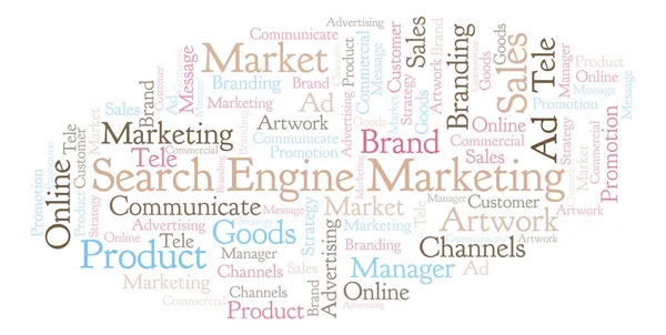 Nuvem Palavras Com Texto Search Engine Marketing Wordcloud Feito Apenas — Fotografia de Stock