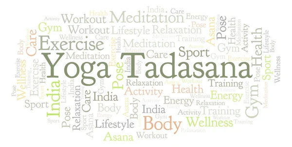 Yoga Tadasana Nuvem Palavras Wordcloud Feito Apenas Com Texto — Fotografia de Stock