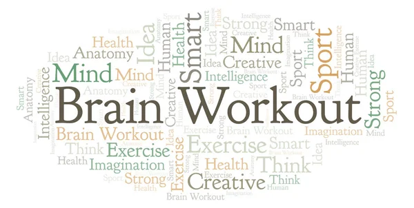 Brain Workout Parola Nube Wordcloud Realizzato Solo Con Testo — Foto Stock