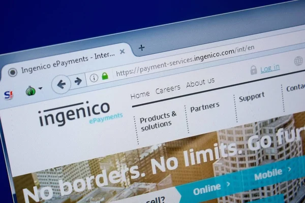 Ryazan Rusia Septiembre 2018 Página Web Ingenico Pantalla Url Ingenico —  Fotos de Stock