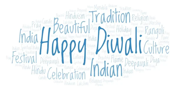 Happy Diwali word cloud. Wordcloud made from letters and words only.